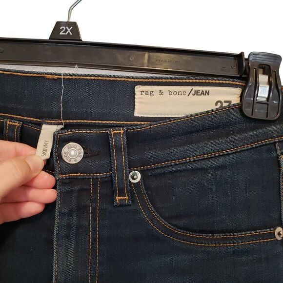 rag & bone Women's  High Rise Skinny Ankle Jean in Dark Blue Size 27 - Picture 5 of 12